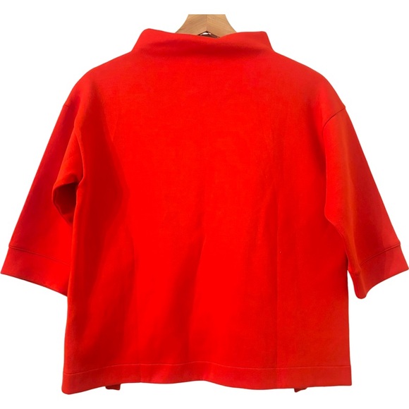 ADIDAS ORIGINAL Mock Neck 3/4 Sleeve Crop Sweatshirt Core Red Size XS - Picture 8 of 14